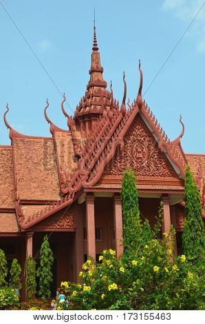 PHNOM PHEN, CAMBODIA 03 25 13: National Museum of Cambodia (Sala Rachana) in Phnom Penh is Cambodia largest museum of cultural history and is the country leading historical and archaeological museum.