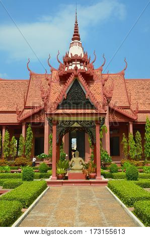 PHNOM PHEN, CAMBODIA 03 25 13: National Museum of Cambodia (Sala Rachana) in Phnom Penh is Cambodia largest museum of cultural history and is the country leading historical and archaeological museum.