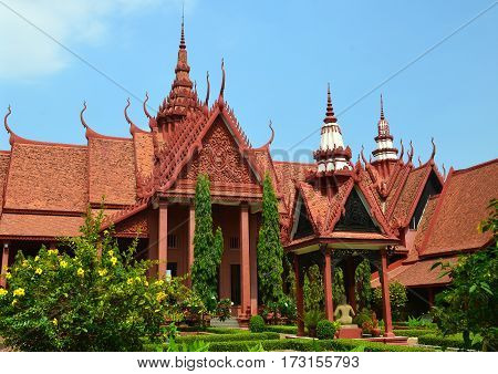PHNOM PHEN, CAMBODIA 03 25 13: National Museum of Cambodia (Sala Rachana) in Phnom Penh is Cambodia largest museum of cultural history and is the country leading historical and archaeological museum.