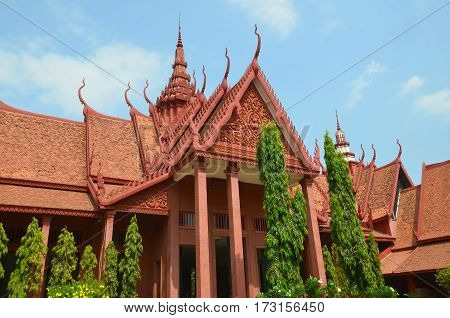 PHNOM PHEN, CAMBODIA 03 25 13: National Museum of Cambodia (Sala Rachana) in Phnom Penh is Cambodia largest museum of cultural history and is the country leading historical and archaeological museum.