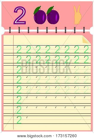 Young children learn to write numbers, Homework for kids, vector
