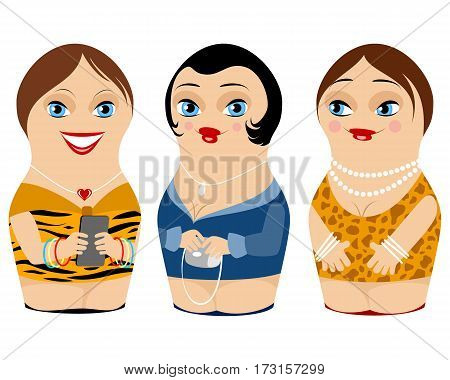 Vector illustration of a three nested doll