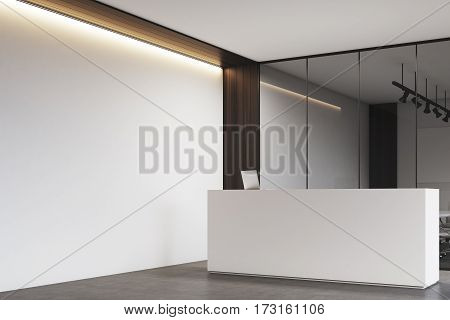 New Office Lobby, Clean And Bright, White, Side