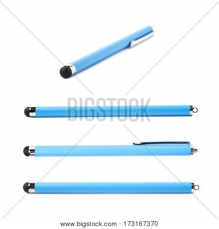 Pen shaped drawing stylus isolated over the white background, set of four different foreshortenings