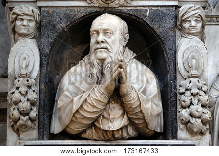 ROME, ITALY - SEPTEMBER 02: Monument to Gian Girolamo Albani in Church of Santa Maria del Popolo, Rome, Italy on September 02, 2016.