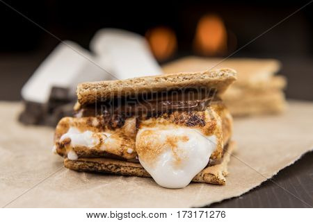 Assembled Smore On Brown Paper