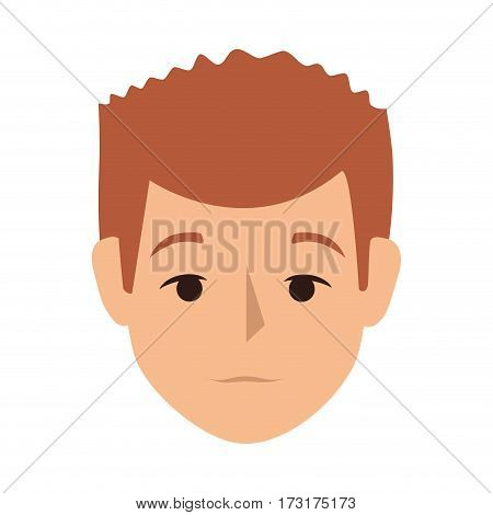 colorful silhouette front view man with redhair vector illustration