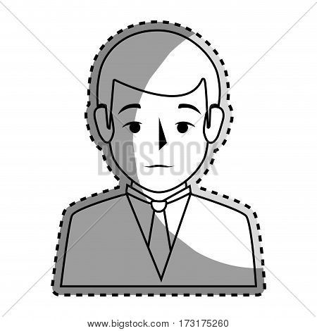 sticker silhouette half body man formal style vector illustration