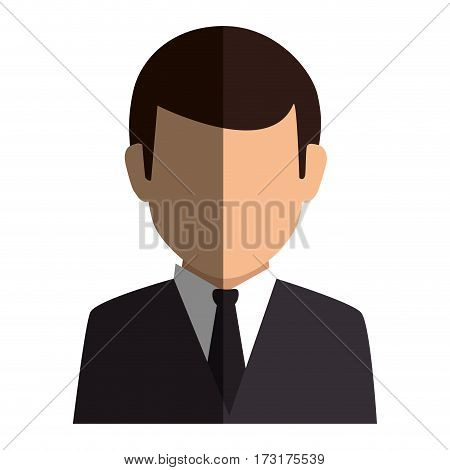 colorful silhouette faceless half body man formal style vector illustration