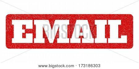 Red Rubber Seal Stamp With Email Text Hole. Glyph Message Inside Rounded Rectangular Banner. Grunge 