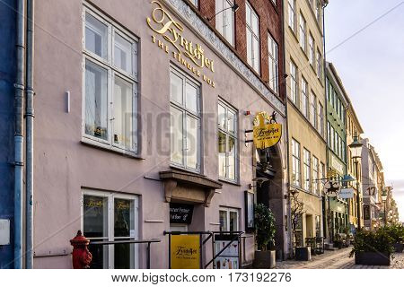 The restaurant tinder box in the first morning light, Nyhamn Copenhagen. Tinder box is a story of the famous danish writer H C Andersen - February 23,  2017