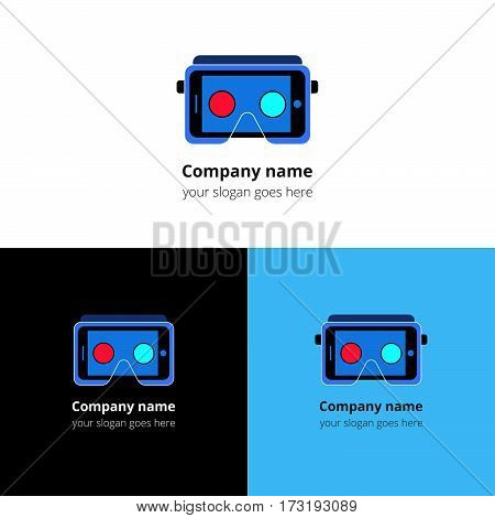 Virtual Reality headset. Logo, icon, sign, emblem vector template. Abstract symbol and button for Oculus Rift, virtual reality, video games company or service.