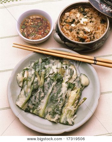 Koreanske ristet pandekage mad