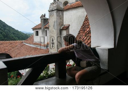 Bran Romania July 4 2009: Tourist visiting Bran castle in Transylvania Romania.