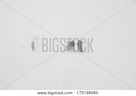 Yamakata, Japan - February 7, 2017: People at Rope-way in winter Zao ski moutain, Yamagata Japan