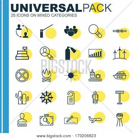 Set Of 25 Universal Editable Icons. Can Be Used For Web, Mobile And App Design. Includes Elements Such As Cacti, Team, Steering Wheel And More.