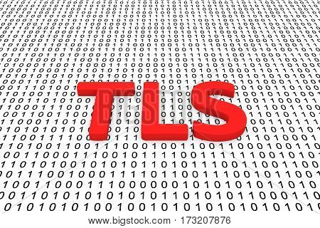 tls in the form of binary code, 3D illustration