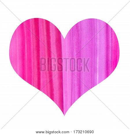 Abstract heart symbol with watercolor pattern isolated on white background