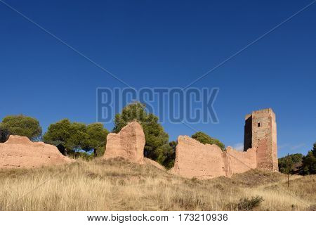Walls and Jaque tower in Daroca Zaragoza province Aragon Spain