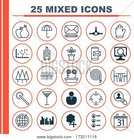Set Of 25 Universal Editable Icons. Can Be Used For Web, Mobile And App Design. Includes Elements Such As Protection Mitt, Insert Woods, Gingham And More.
