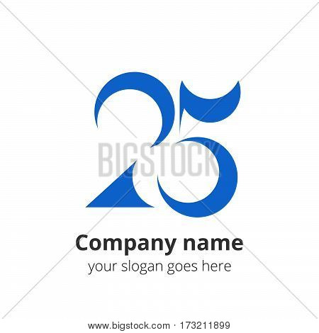 25 logo concept. Number twenty five, 2 and 5 logo icon.