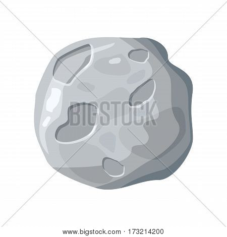 Moon satellite icon. Element of solar system. Solar system. Isolated planet. Gray round planet. Moon icon. Isolated object in flat design on white background. Vector illustration.