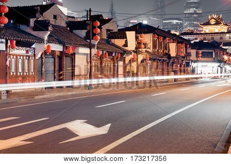 urban road through histroic town of Shanghai,China.