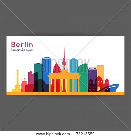 Berlin colorful architecture vector illustration skyline city silhouette skyscraper flat design.