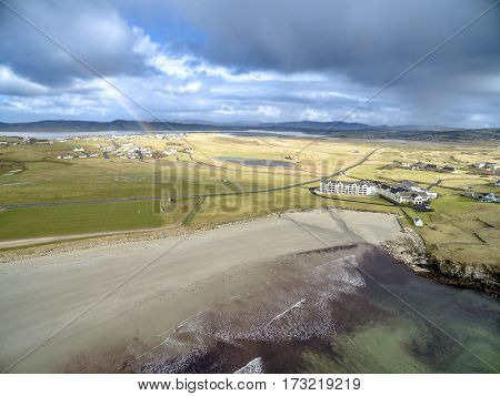 Aerial skyline of the coast by Downings, Ireland