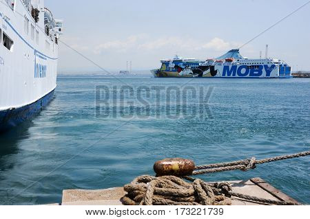 Ferry Leaving The Port Of Piombino