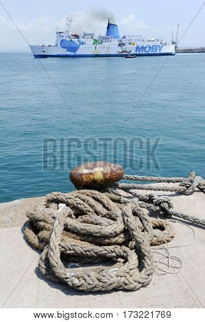 Ferry Leaving The Port Of Piombino