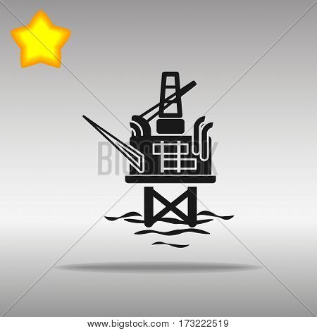 black Oil drilling rig silhouette Icon button logo symbol concept high quality on the gray background