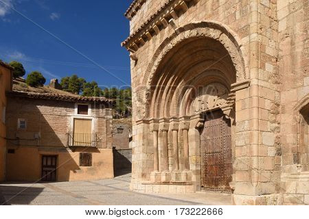 Detail Of Romanesque Portal Of The Church Of San Miguel Or San Valero (13Th Century), Daroca. Zarago