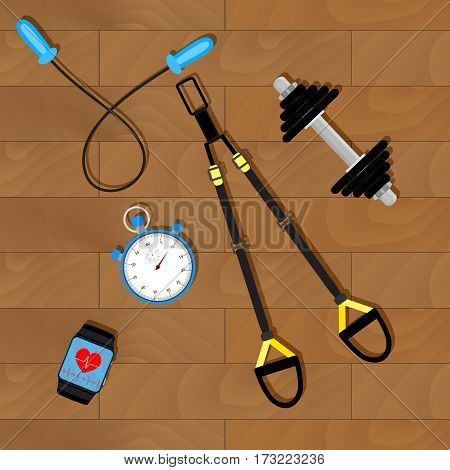 Universal modern sports fitness. Suspension and endurance monitor training cross fit and trx. Vector illustration