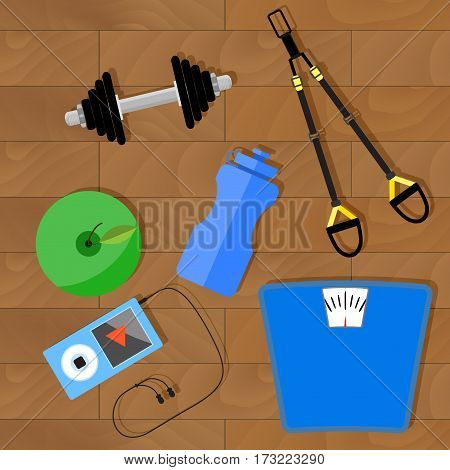 Innovative way to lose weight with trx and weight. Vector illustration