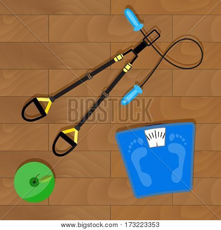 Sport and fitness with trx. Train cross fit gym. Vector illustration