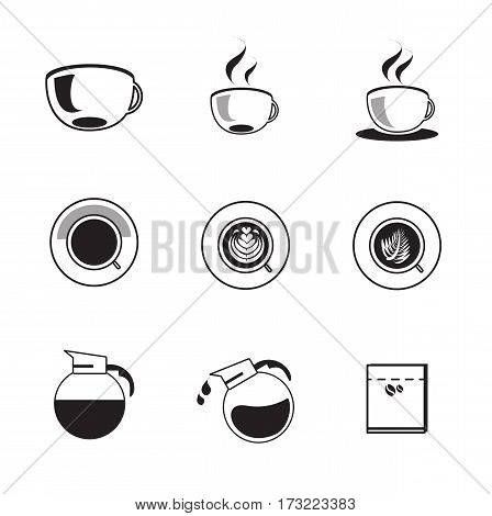 coffee icon set all about coffee shop