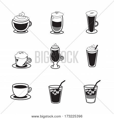 coffee icon set all about coffee shop
