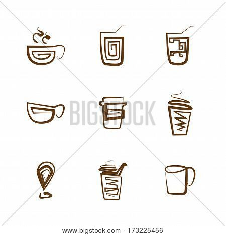coffee icon set all about coffee shop