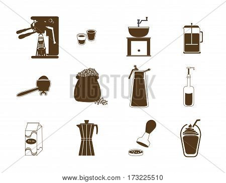 coffee icon set all about coffee shop