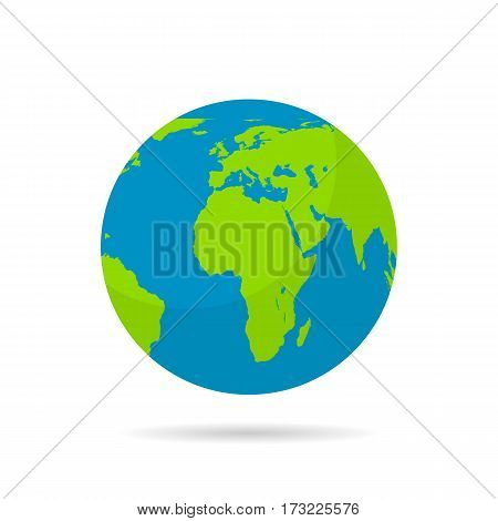 Globe World Map With Shadow On White Background