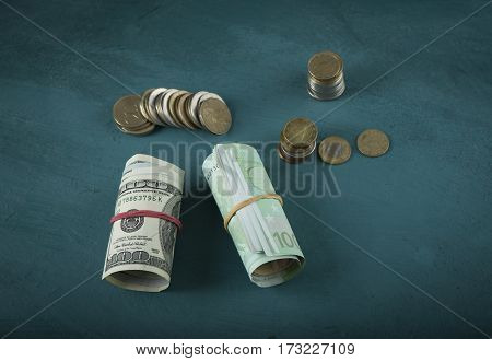 Background of banknotes. Euro banknotes 50 fifty. Money background