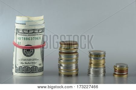 Background of banknotes. Euro banknotes 50 fifty. Money background