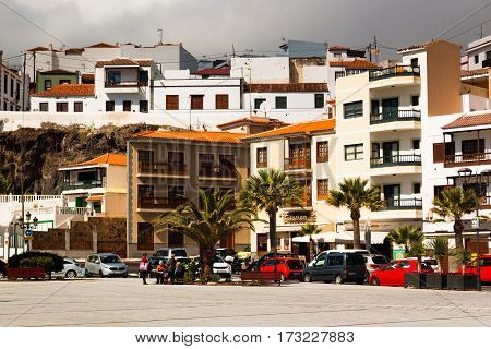 TENERIFE SPAIN - 12.02.2017: Summer Street of Old Town view of Candelaria in Tenerife Spain.