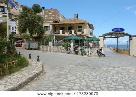 Sivota Greece - May 09 2013: The small hotel in Sivota town on the Ionian Sea in Greece.