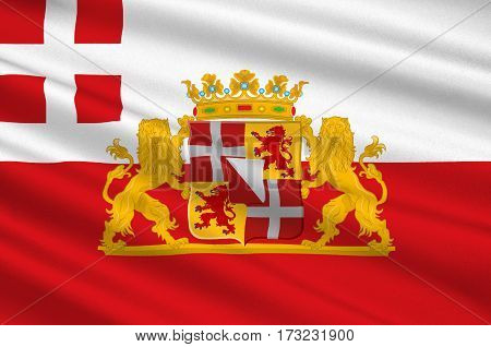 Flag of Utrecht is a province of the Netherlands. 3d illustration