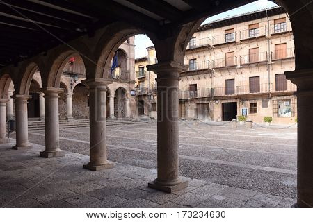 Main square and town hall in Siguenza Guadalajara province Castilla La Mancha Spain