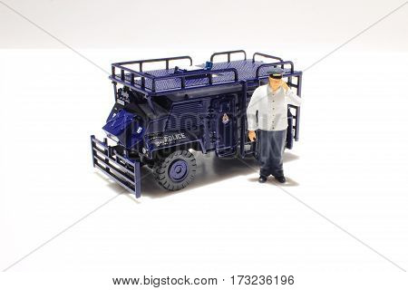 Police And  On White Background