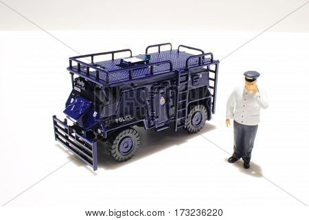 Police And  On White Background