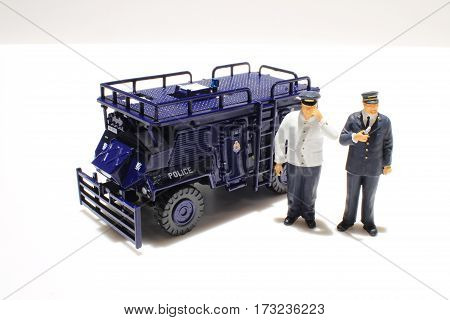 Police And  On White Background